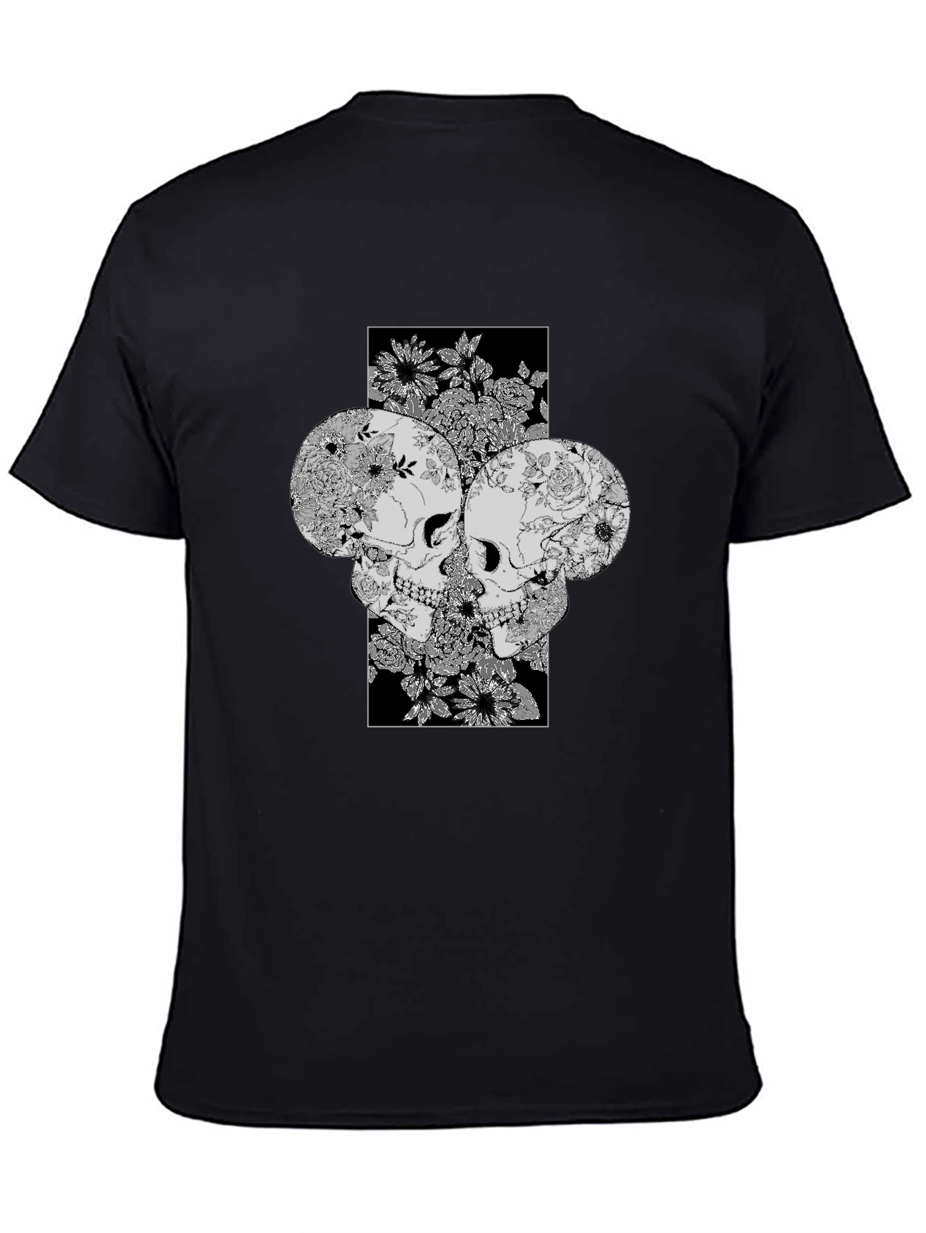 Floral Skull Graphic Print Tee - Unique Design