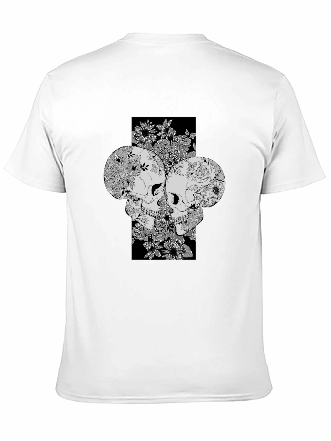Floral Skull Graphic Print Tee - Unique Design
