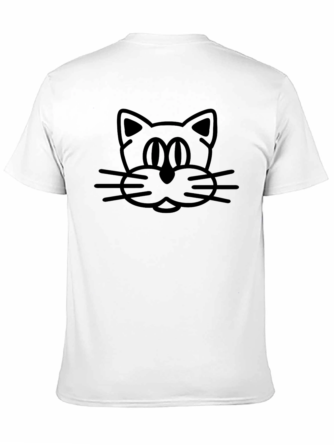 Cartoon Cat Face Black T-Shirt