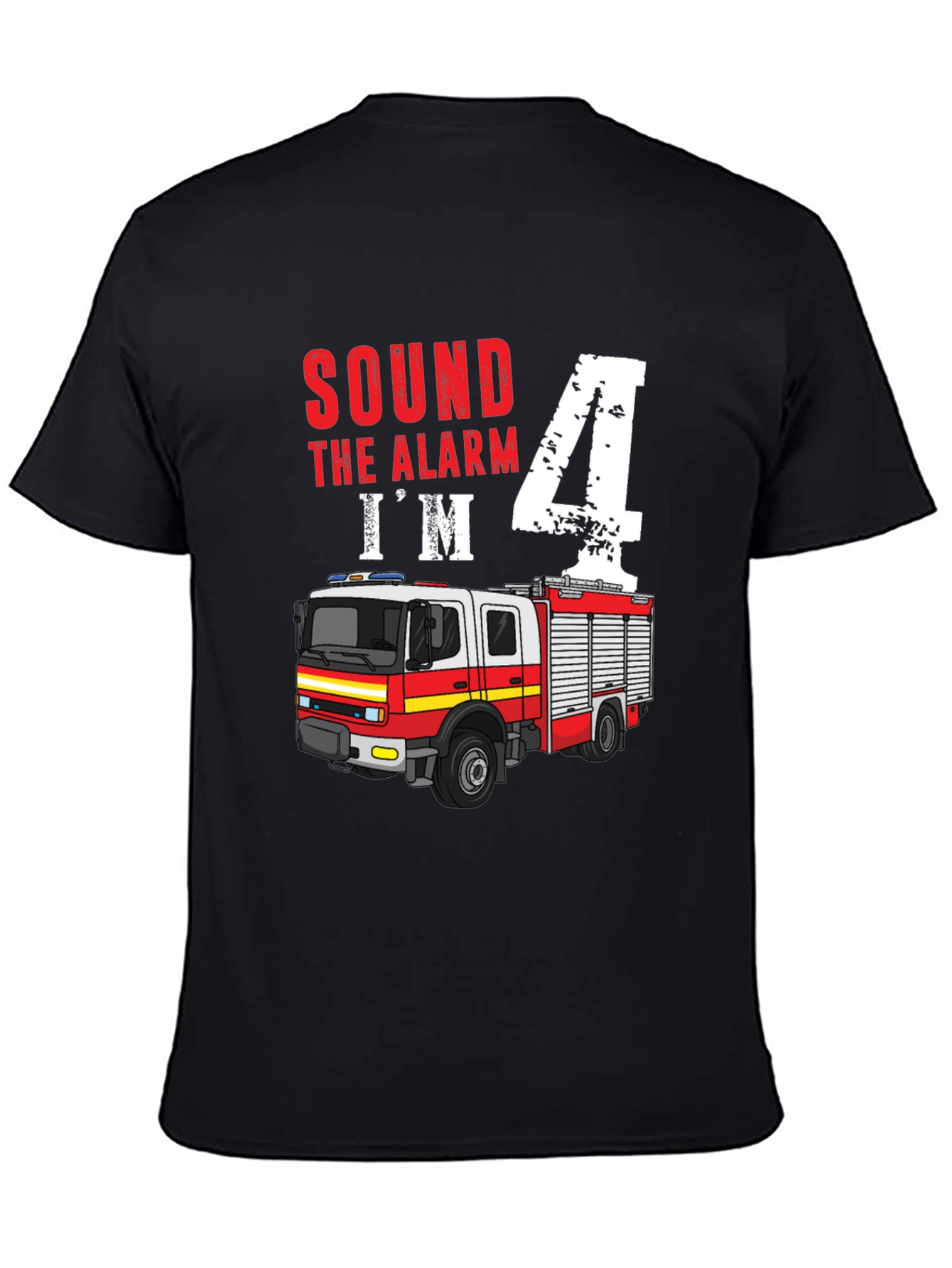 Sound the Alarm Im 4! Firetruck Birthday Shirt