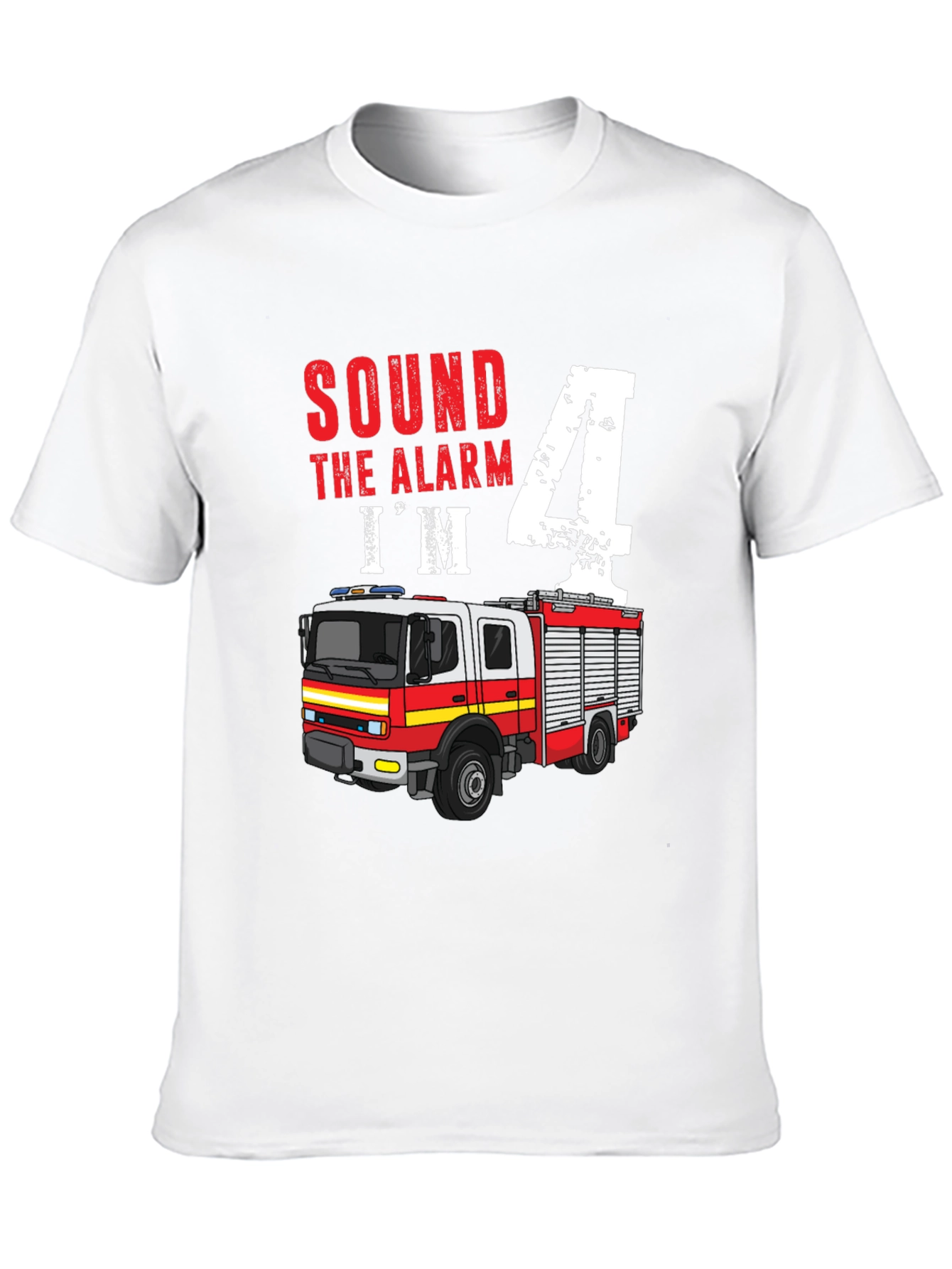 Sound the Alarm Im 4! Firetruck Birthday Shirt