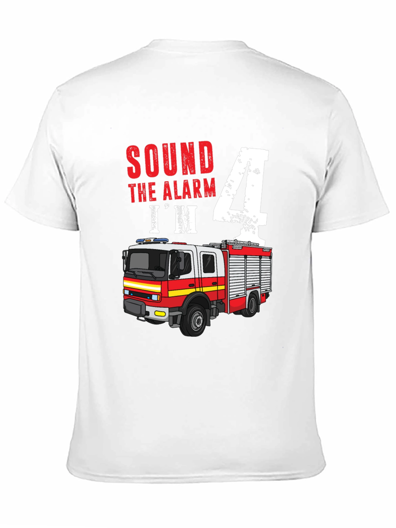 Sound the Alarm Im 4! Firetruck Birthday Shirt