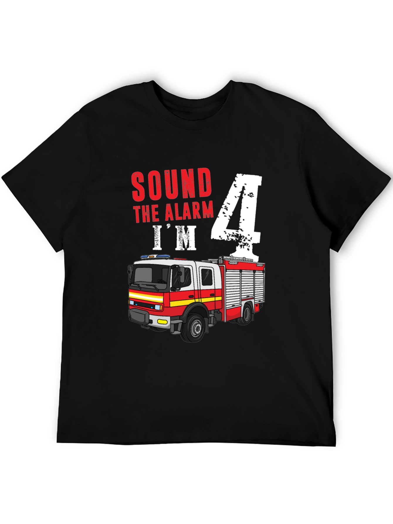 Sound the Alarm Im 4! Firetruck Birthday Shirt