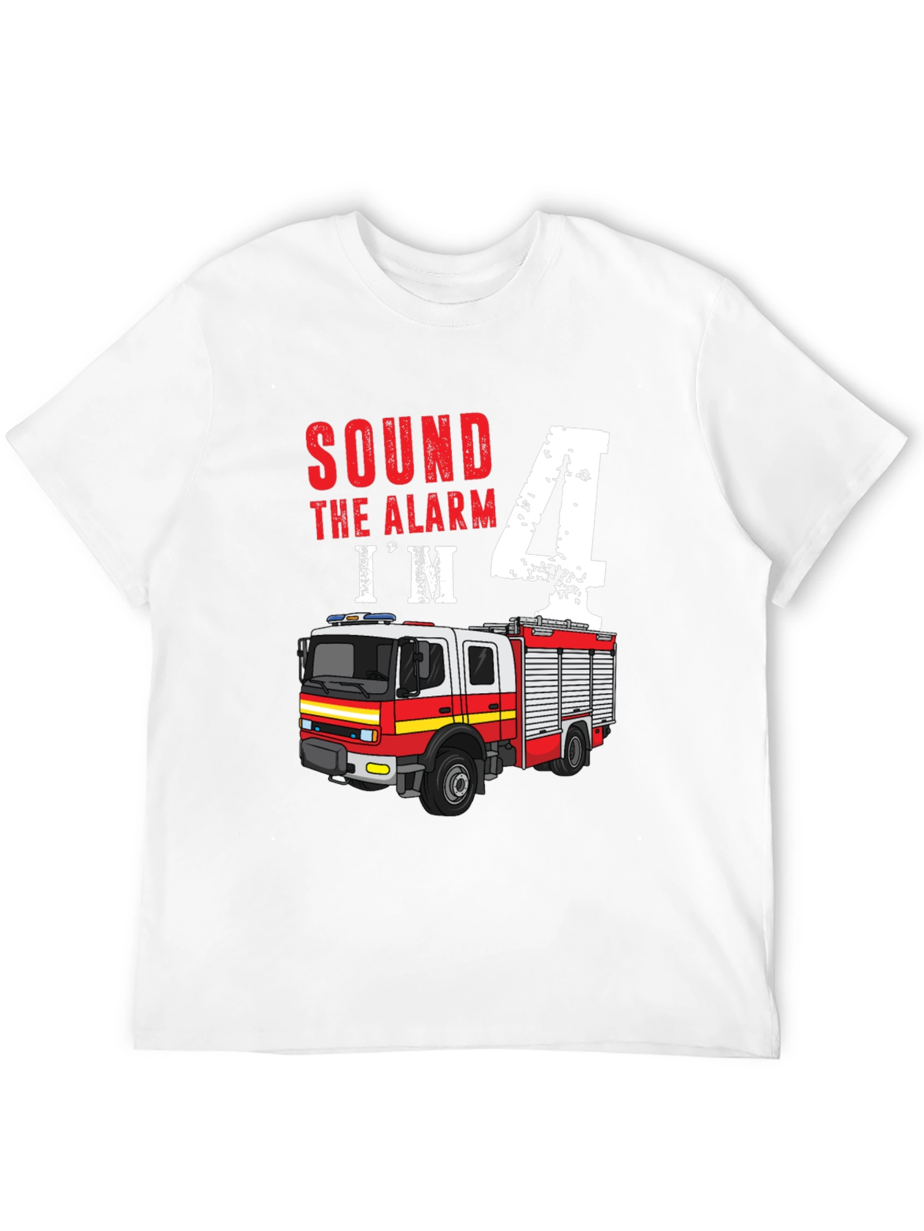 Sound the Alarm Im 4! Firetruck Birthday Shirt