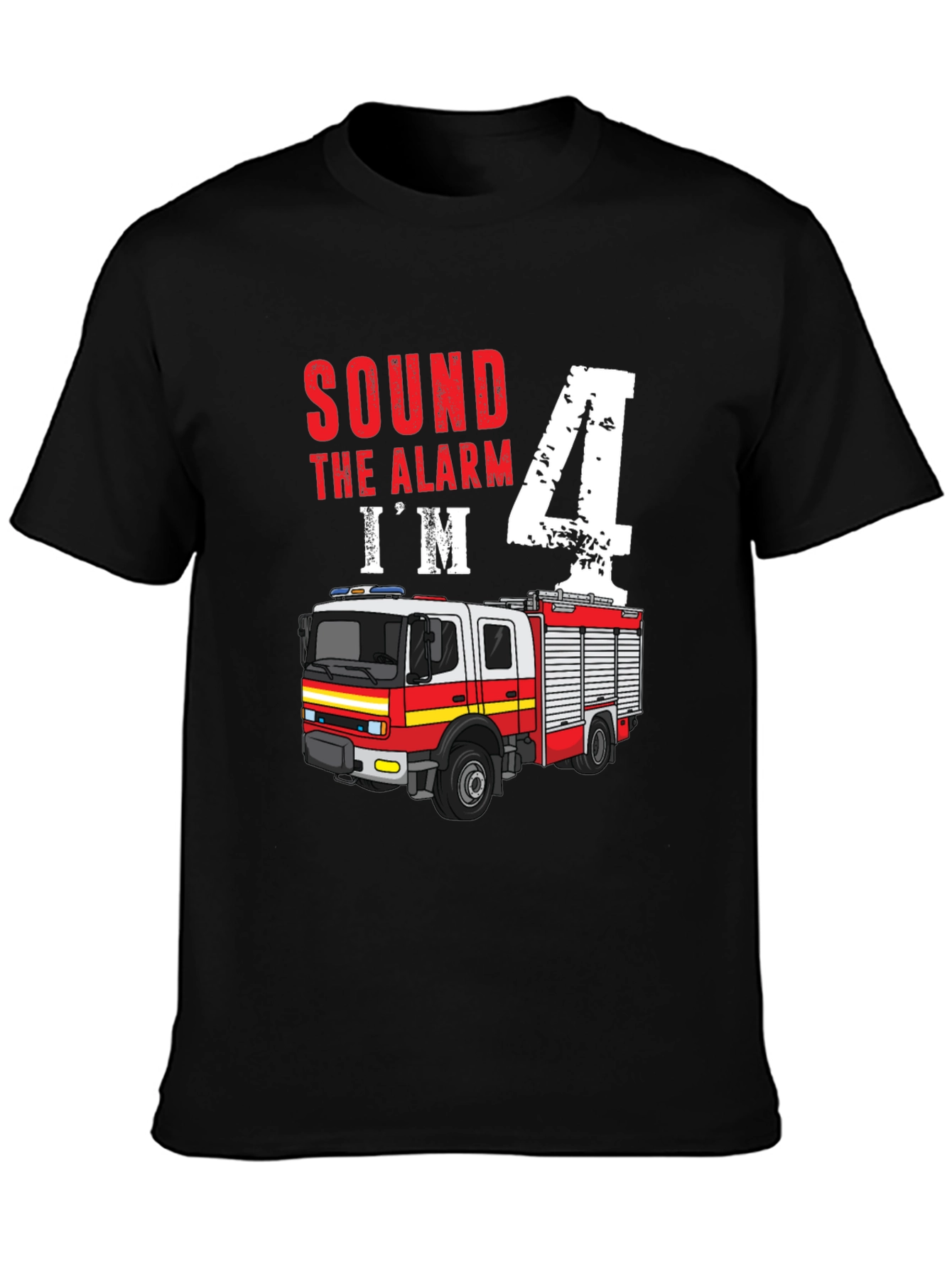 Sound the Alarm Im 4! Firetruck Birthday Shirt