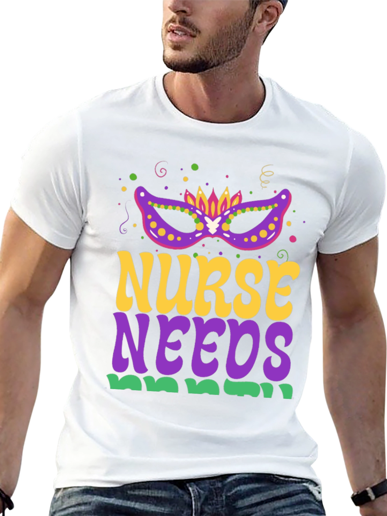 Nurse Needs Mardi Gras Tee