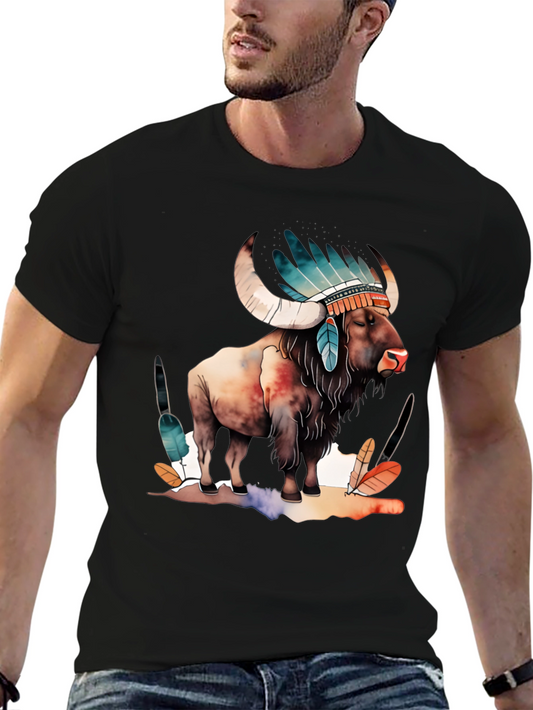 Buffalo Headdress Mens Graphic T-Shirt
