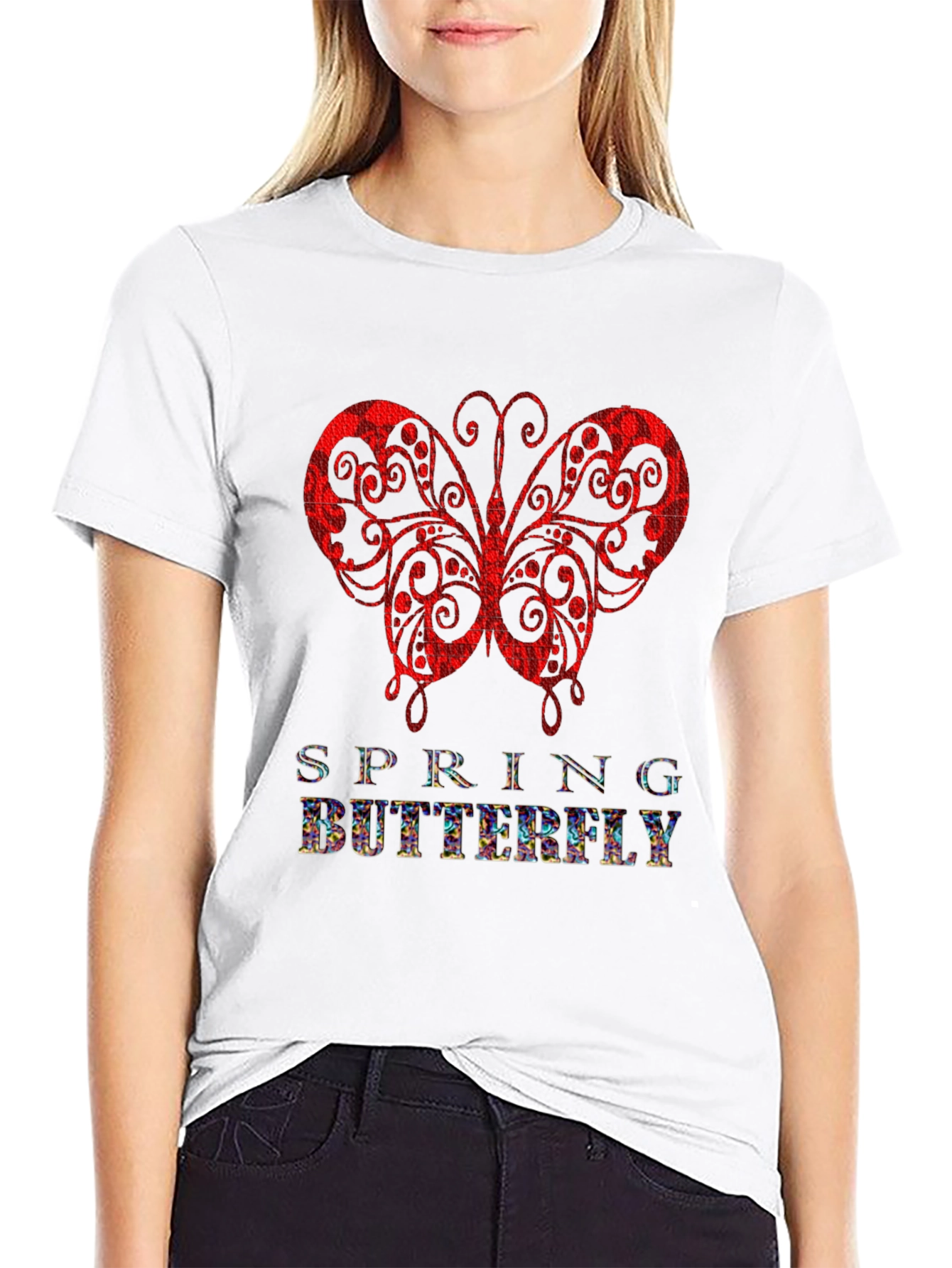 Spring Butterfly Graphic Tee - Stylish Mens Black T-Shirt