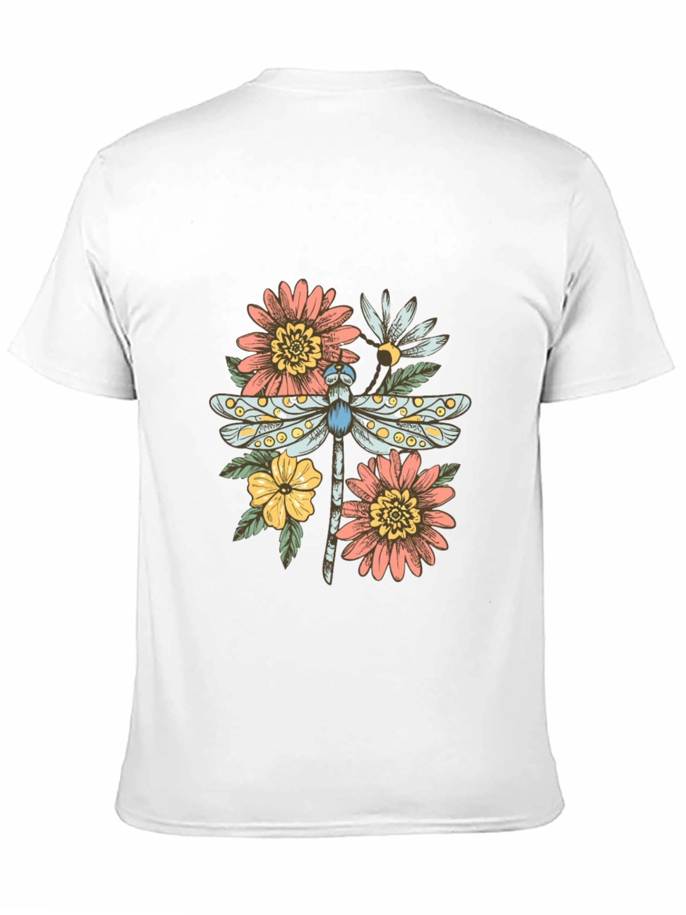 Dragonfly Floral Graphic Tee - Trendy Casual Top