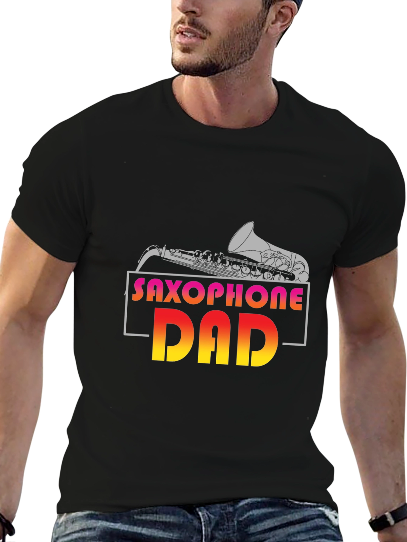 Saxophone Dad Graphic T-Shirt - Music Lover Gift