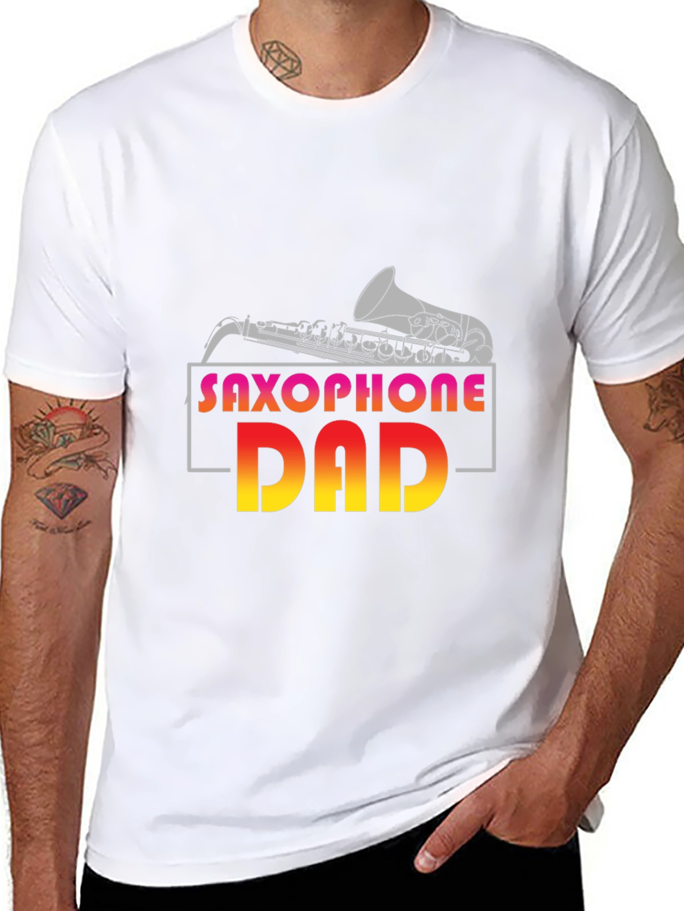 Saxophone Dad Graphic T-Shirt - Music Lover Gift