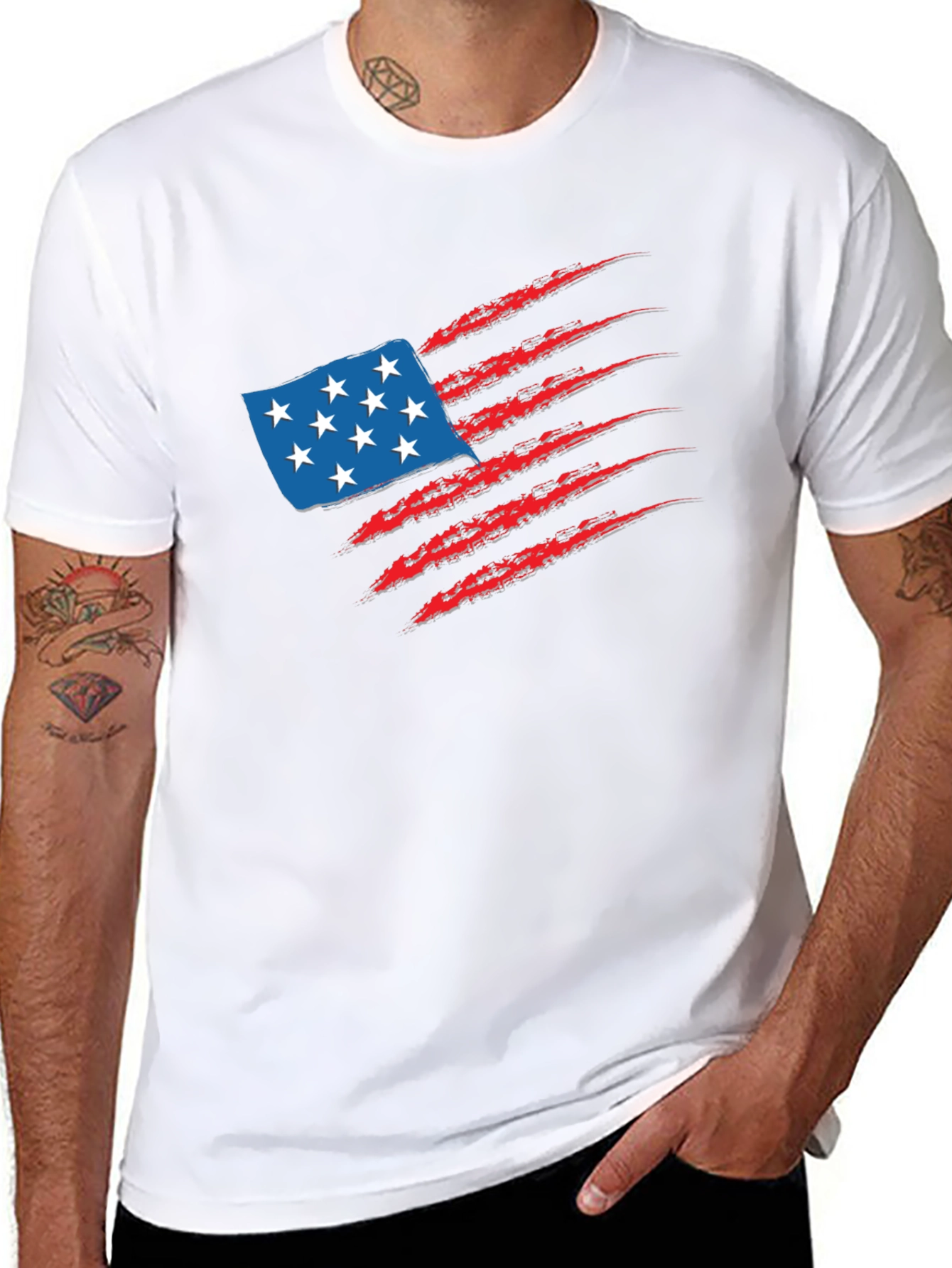 USA Flag Graphic Tee - Patriotic Claw Design