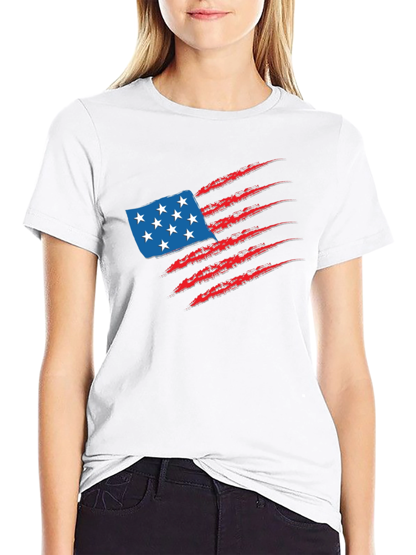USA Flag Graphic Tee - Patriotic Claw Design