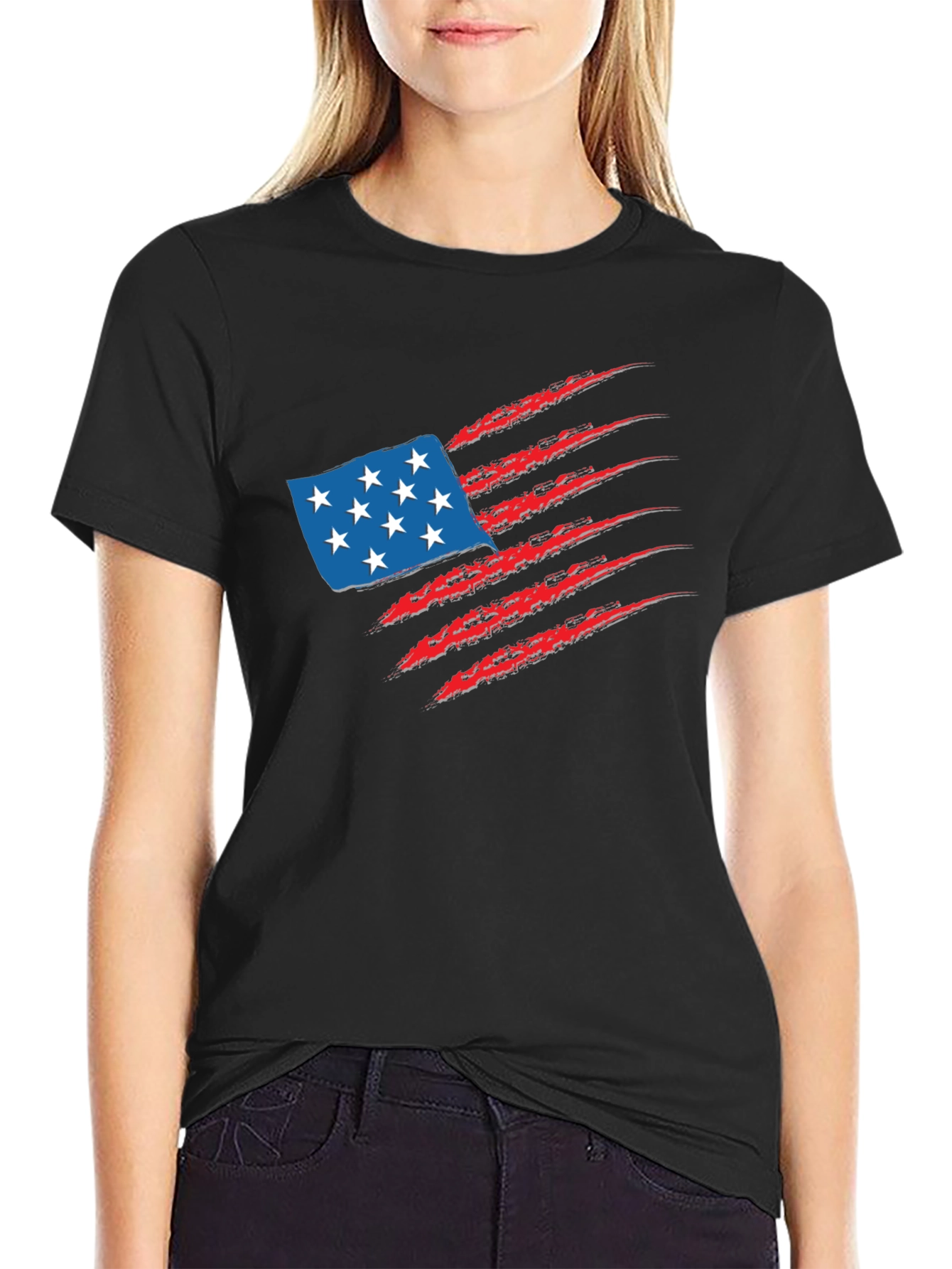 USA Flag Graphic Tee - Patriotic Claw Design