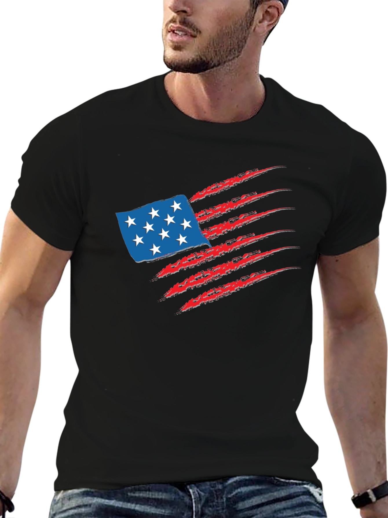 USA Flag Graphic Tee - Patriotic Claw Design
