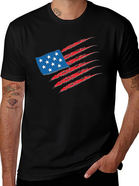 USA Flag Graphic Tee - Patriotic Claw Design