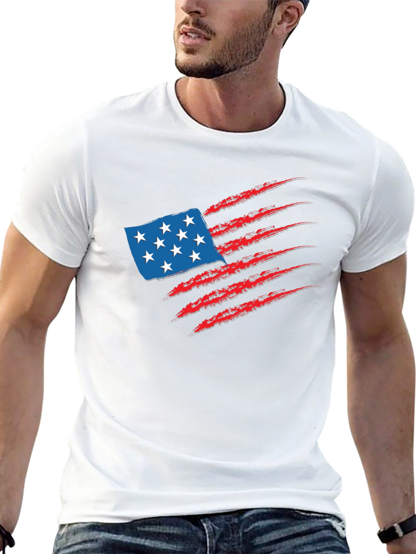USA Flag Graphic Tee - Patriotic Claw Design