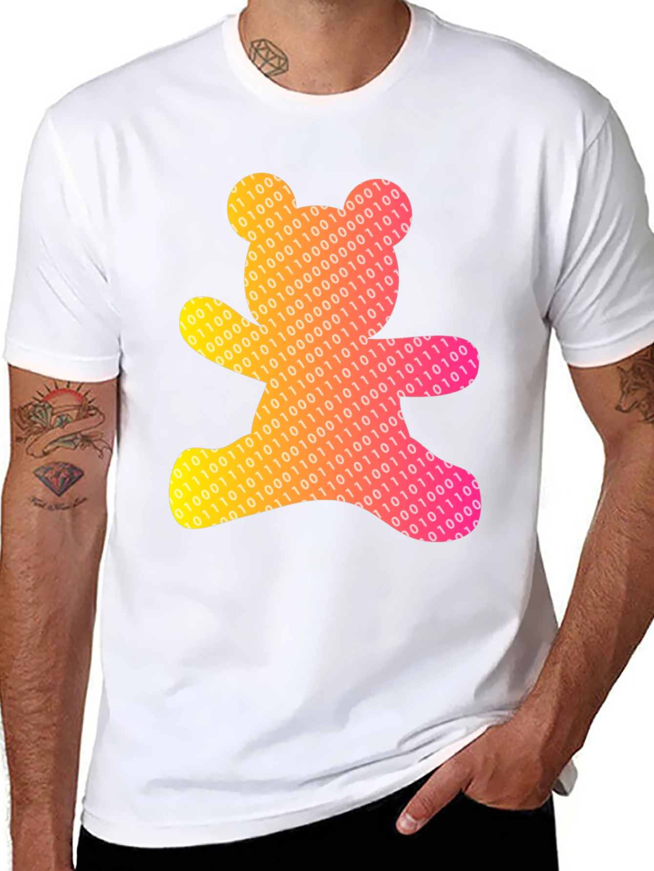 Binary Bear Graphic Tee - Unique Coded Design