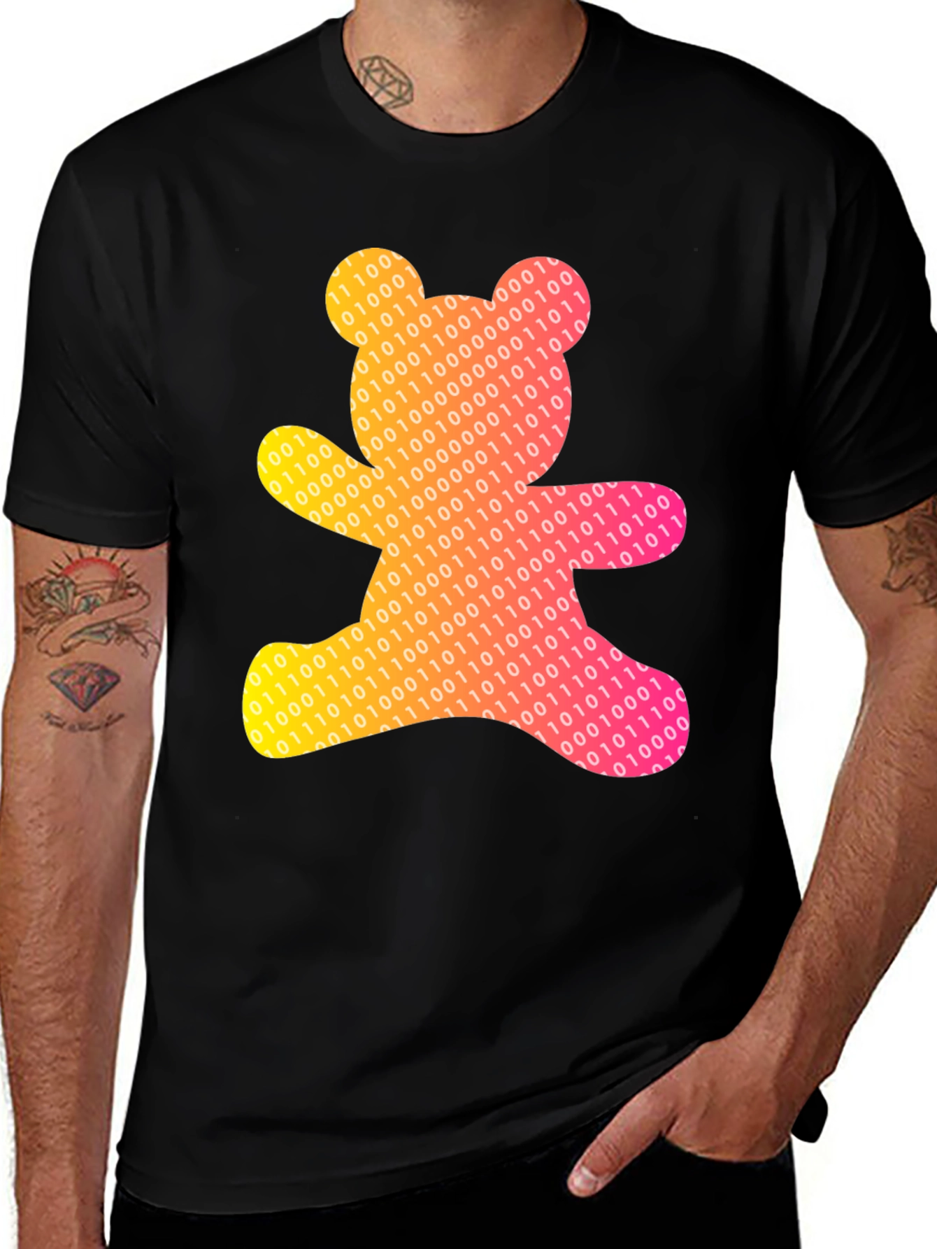 Binary Bear Graphic Tee - Unique Coded Design