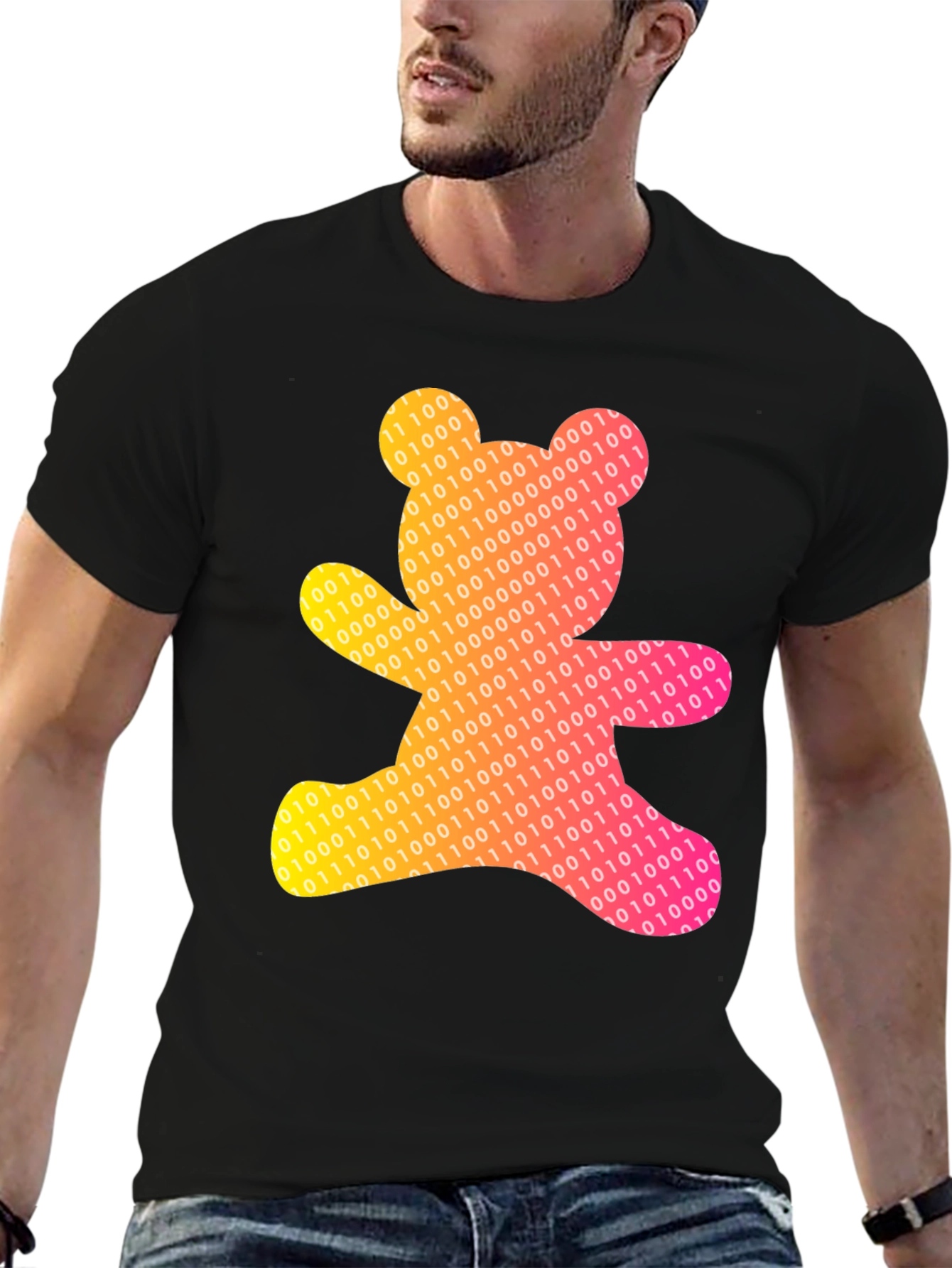 Binary Bear Graphic Tee - Unique Coded Design