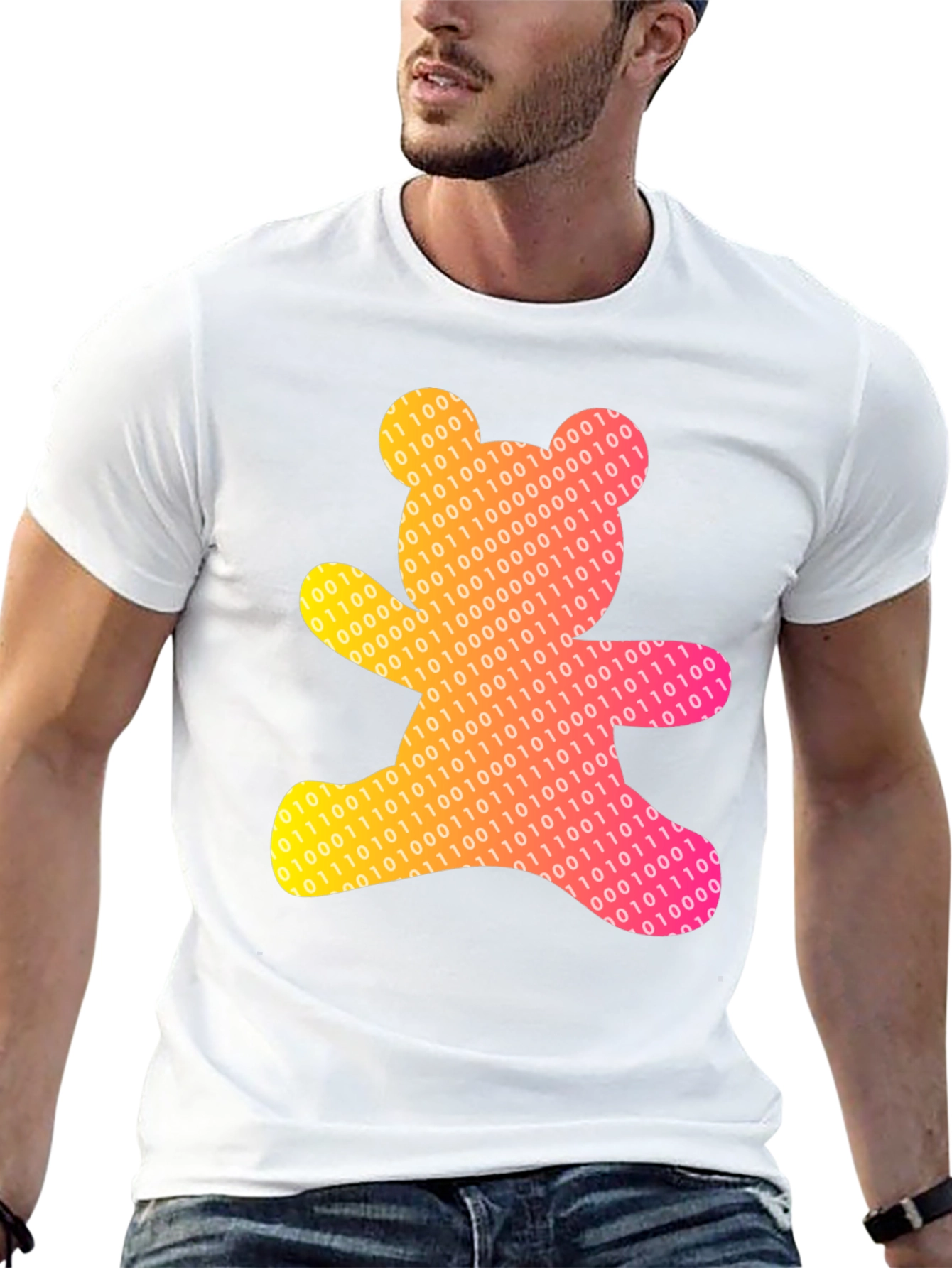Binary Bear Graphic Tee - Unique Coded Design