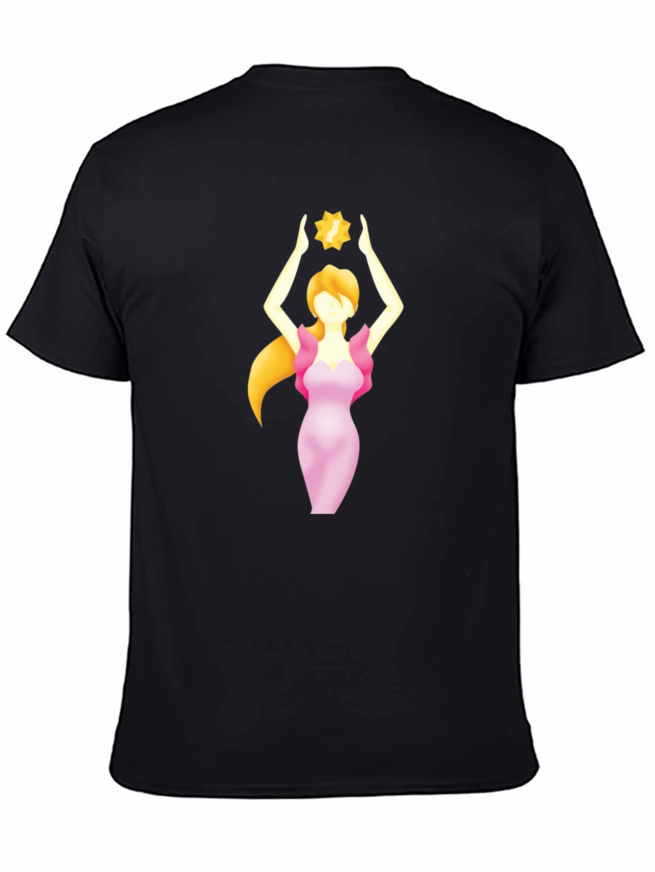 Black T-Shirt with Woman Holding Star Graphic