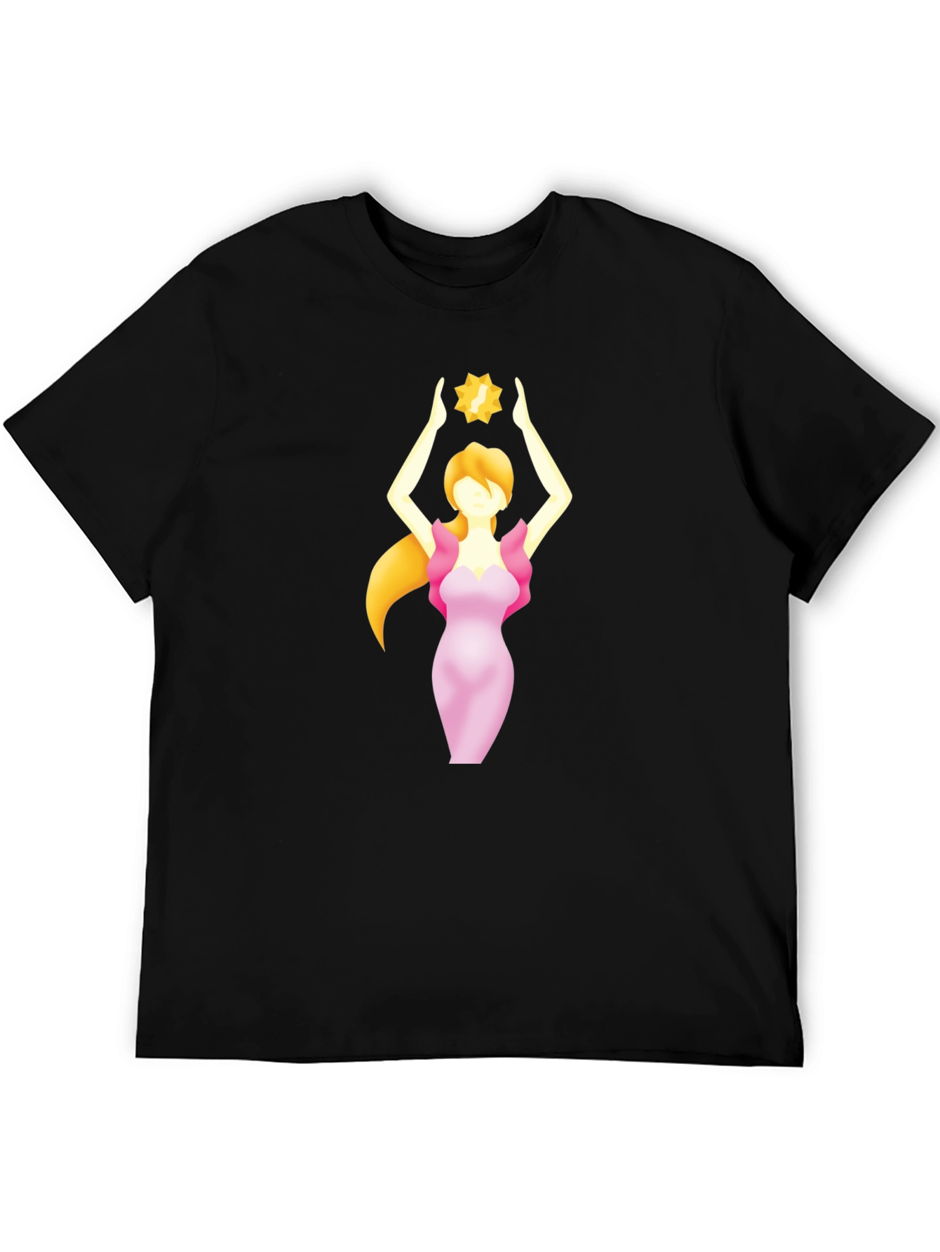 Black T-Shirt with Woman Holding Star Graphic