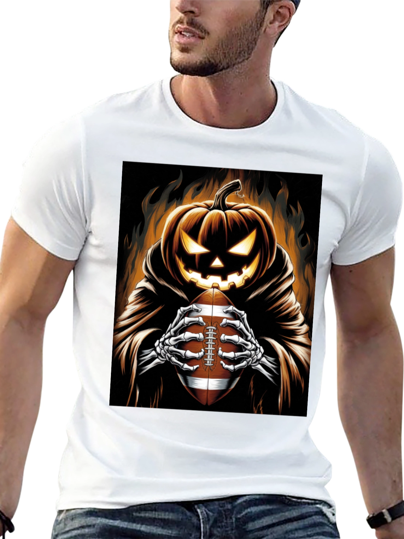 Halloween Football Pumpkin T-Shirt