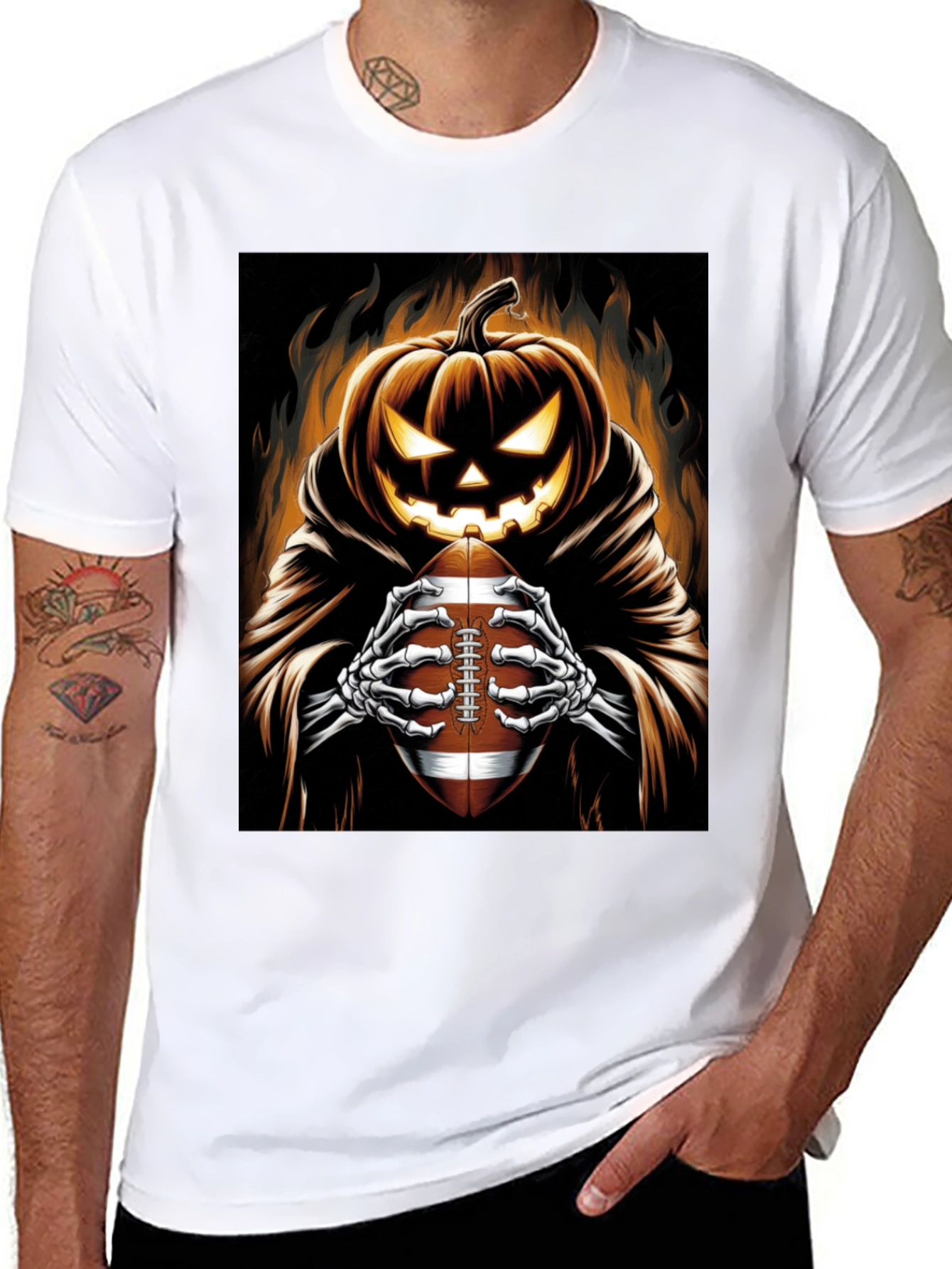 Halloween Football Pumpkin T-Shirt