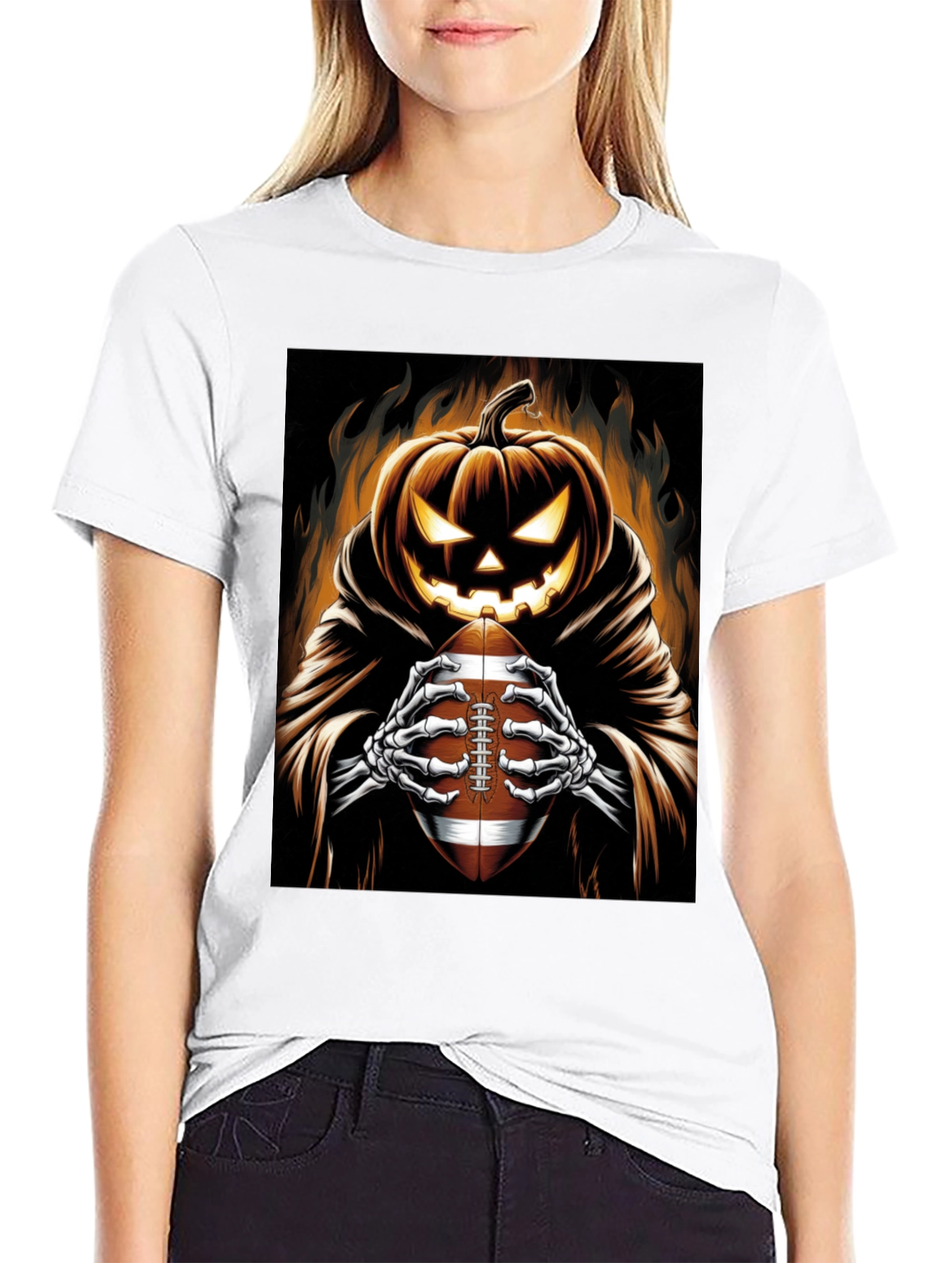 Halloween Football Pumpkin T-Shirt