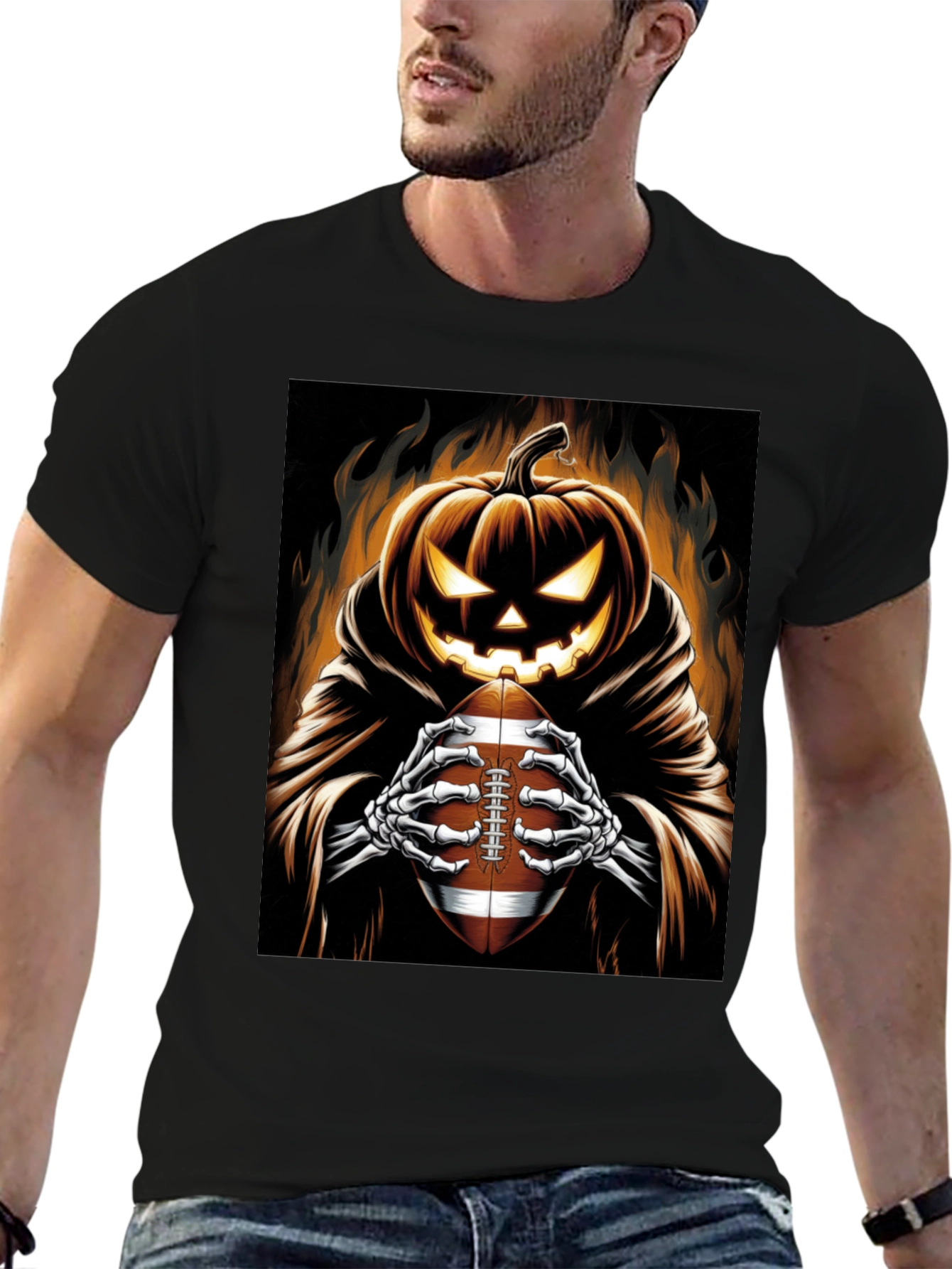 Halloween Football Pumpkin T-Shirt