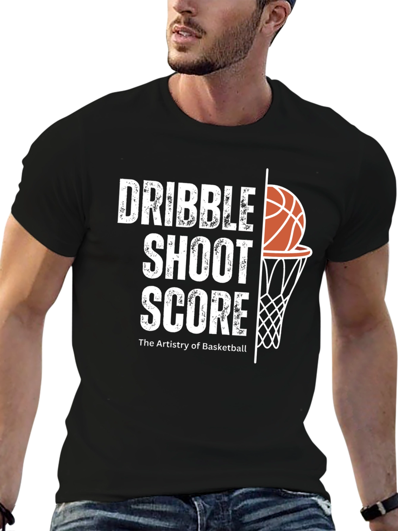 Dribble Shoot Score Basketball Graphic T-Shirt