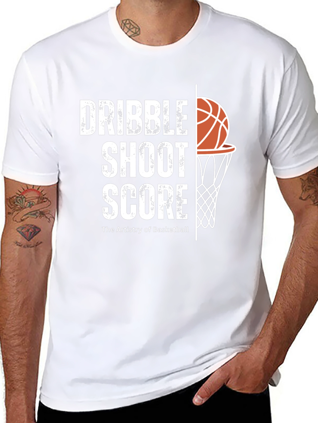 Dribble Shoot Score Basketball Graphic T-Shirt