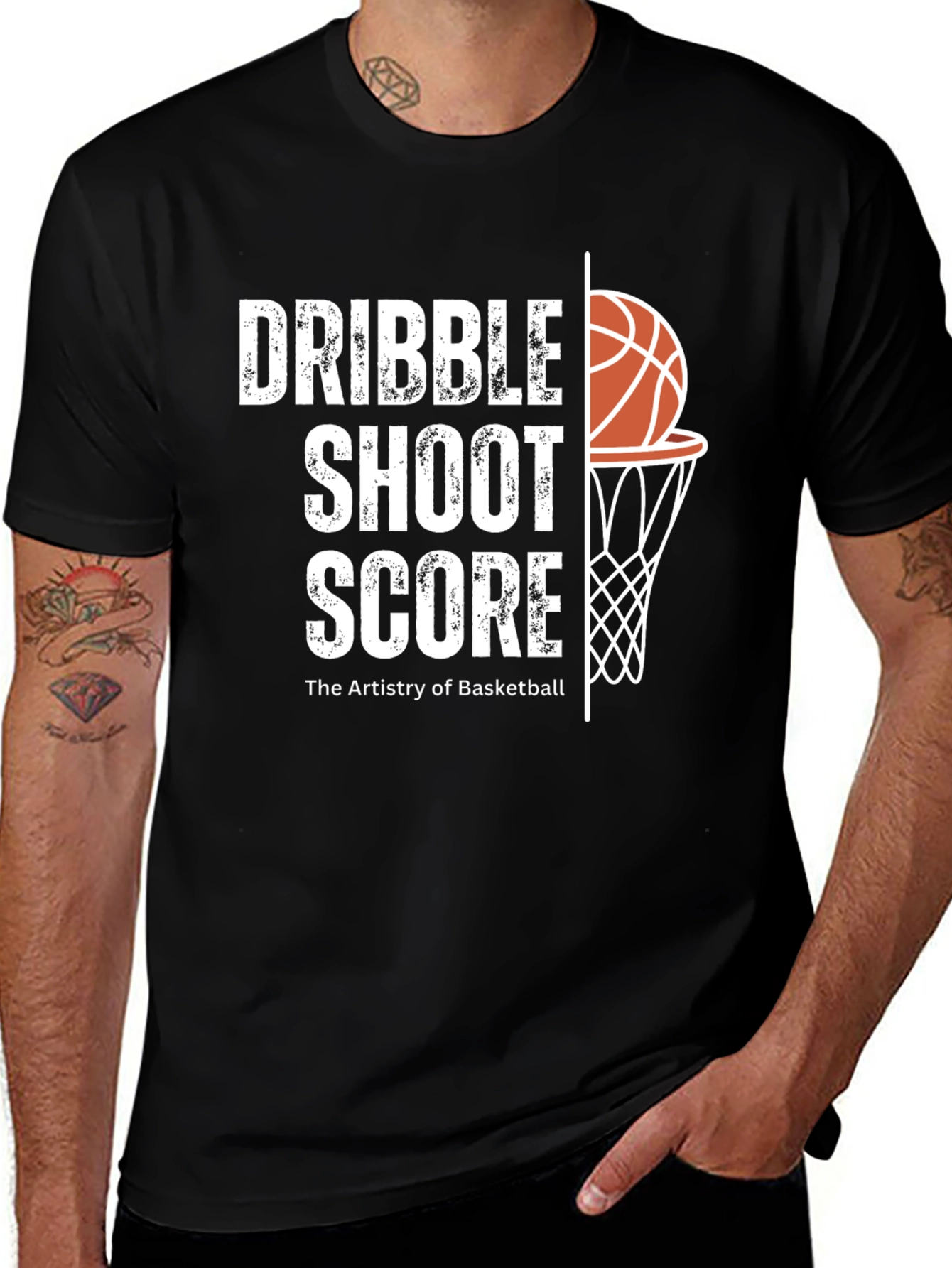 Dribble Shoot Score Basketball Graphic T-Shirt