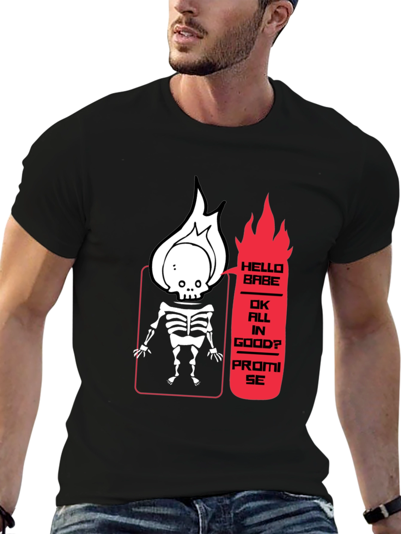 Skeleton Flame Graphic Tee - Hello Babe
