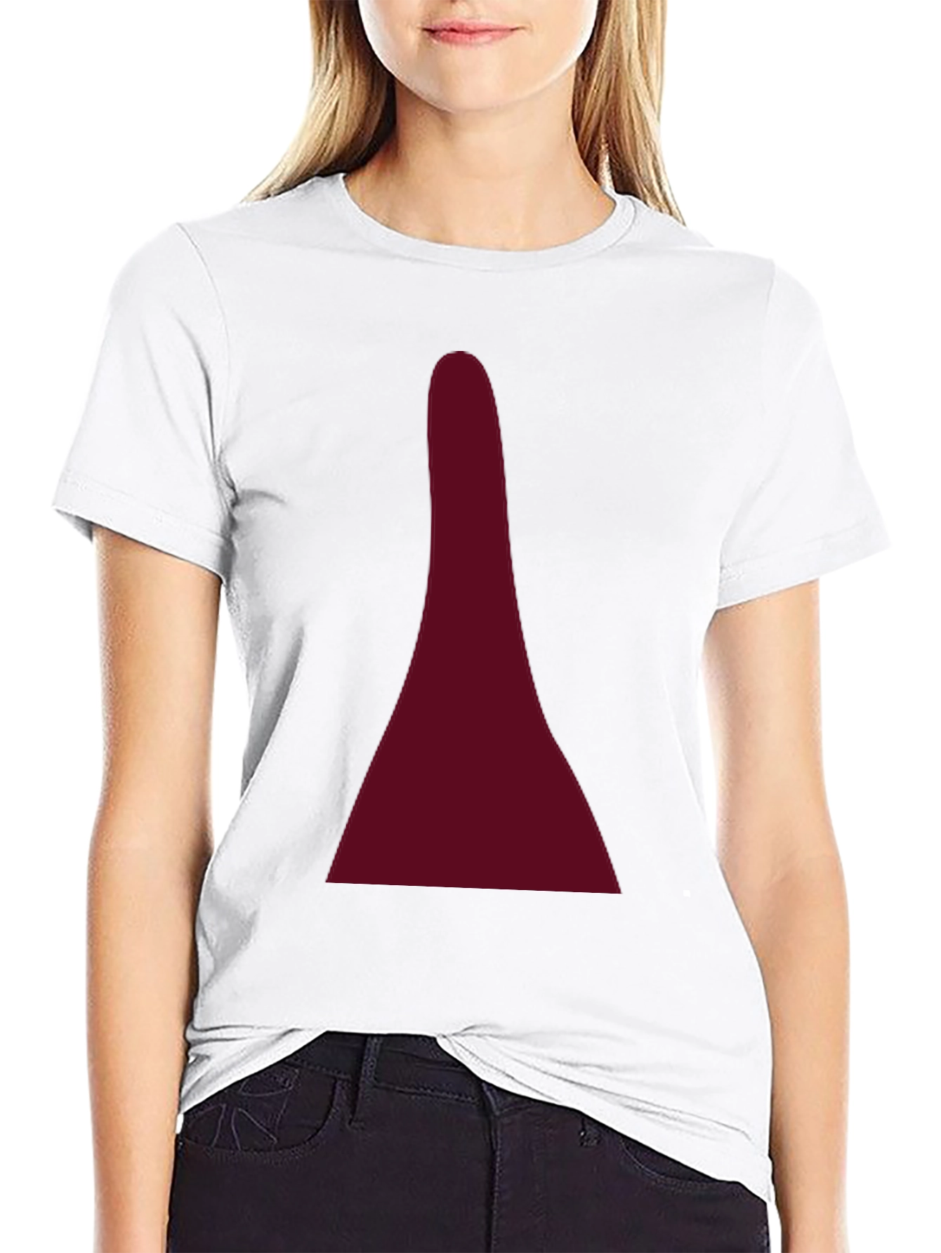 Maroon Geometric Design Black T-Shirt