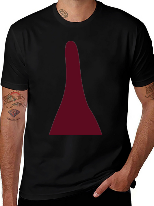 Maroon Geometric Design Black T-Shirt