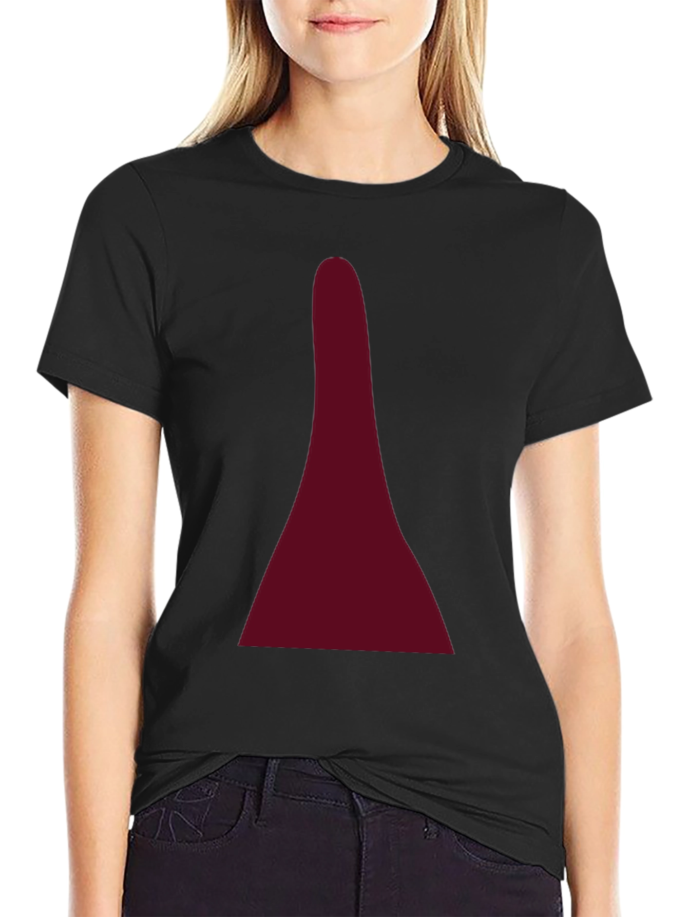 Maroon Geometric Design Black T-Shirt