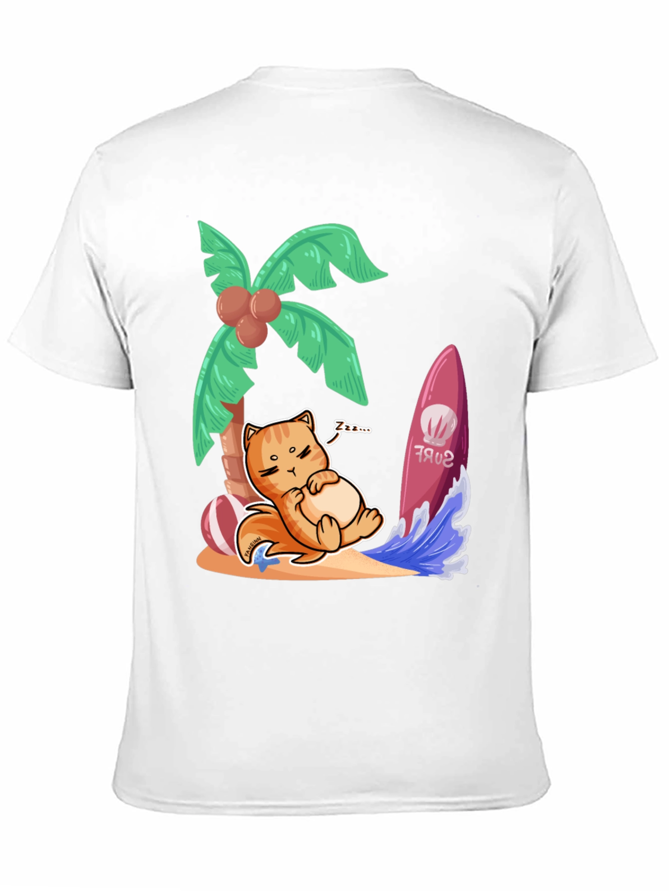 Chill Cat Surf T-Shirt: Beach Vibes Only!