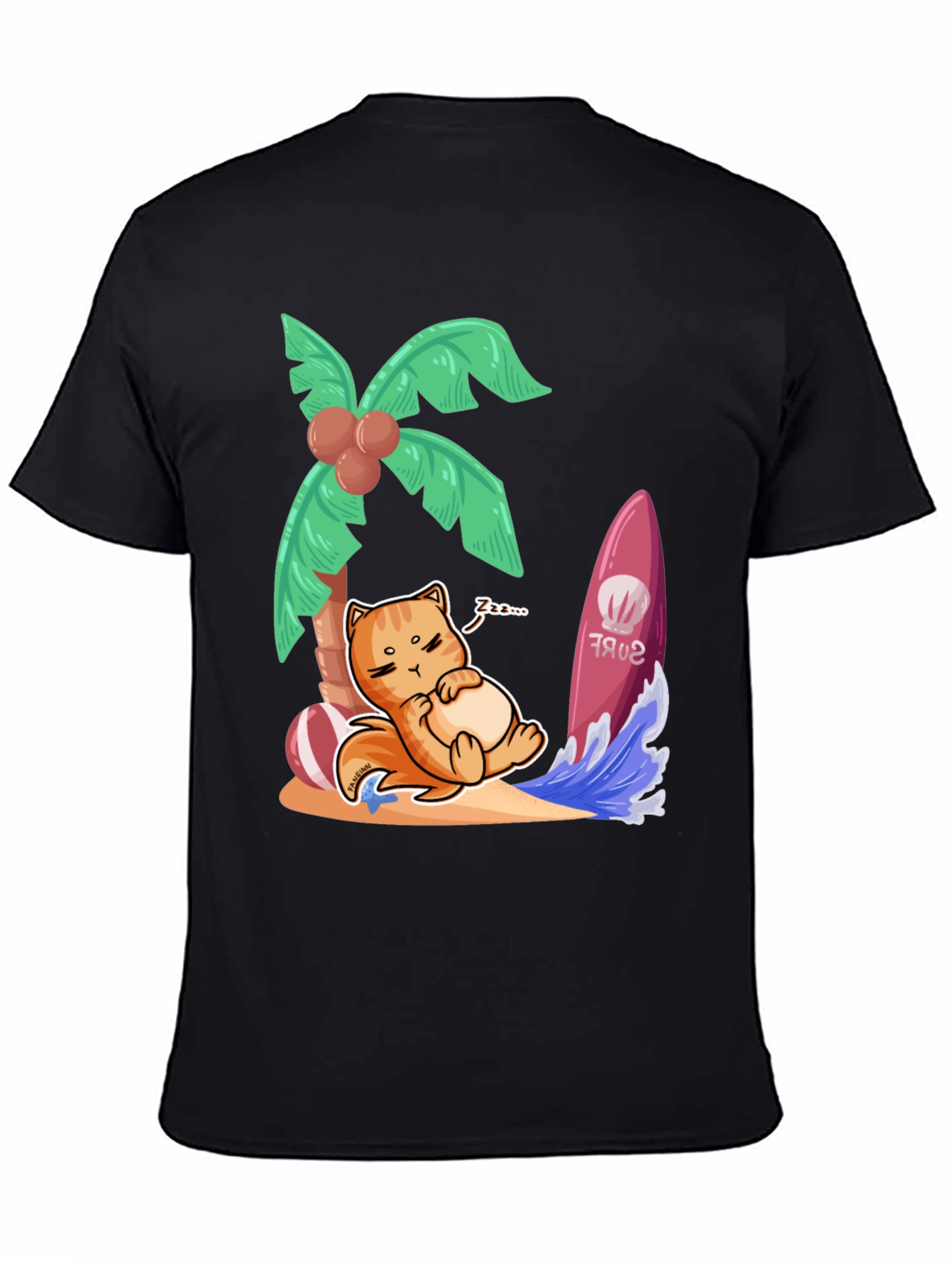 Chill Cat Surf T-Shirt: Beach Vibes Only!