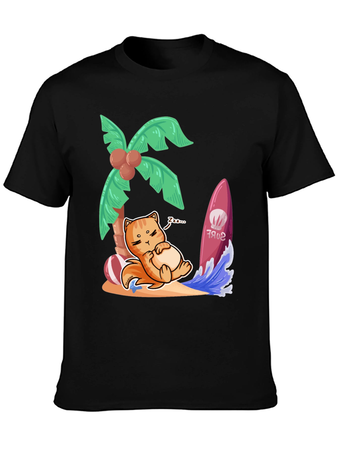 Chill Cat Surf T-Shirt: Beach Vibes Only!
