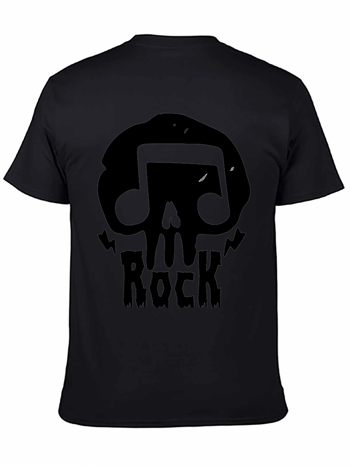 Skull Rock Music Mens T-Shirt - Black Graphic Tee