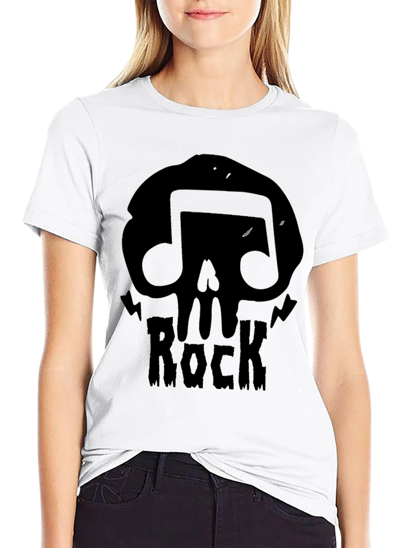 Skull Rock Music Mens T-Shirt - Black Graphic Tee