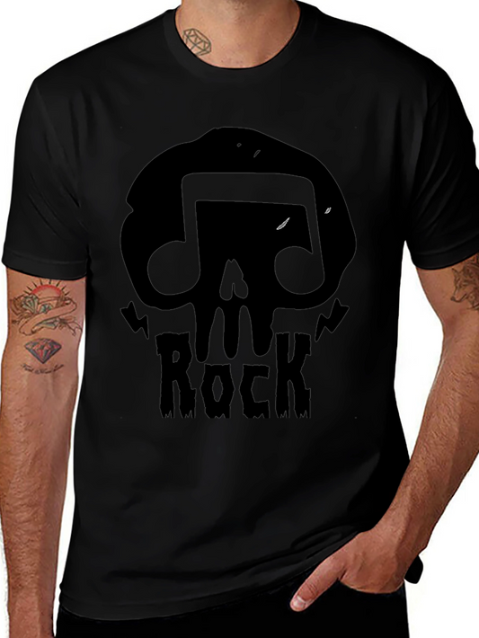Skull Rock Music Mens T-Shirt - Black Graphic Tee