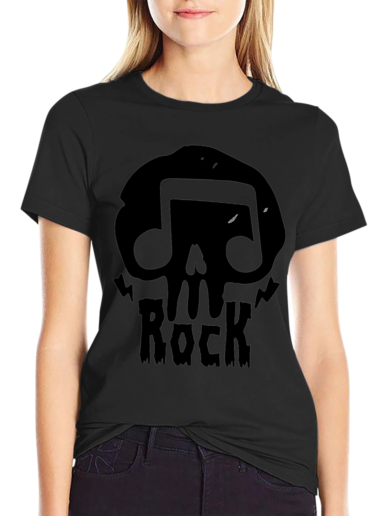 Skull Rock Music Mens T-Shirt - Black Graphic Tee