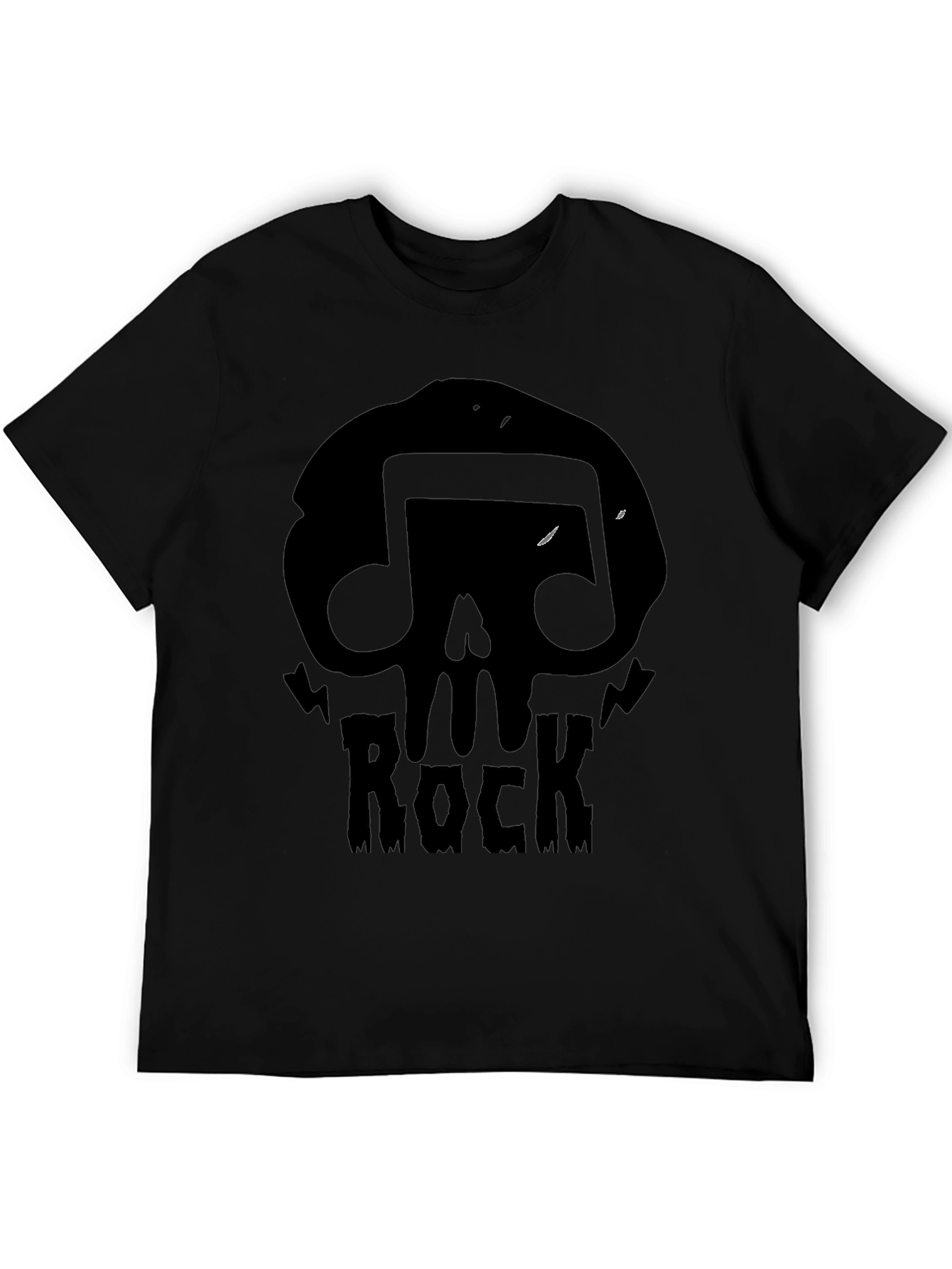 Skull Rock Music Mens T-Shirt - Black Graphic Tee