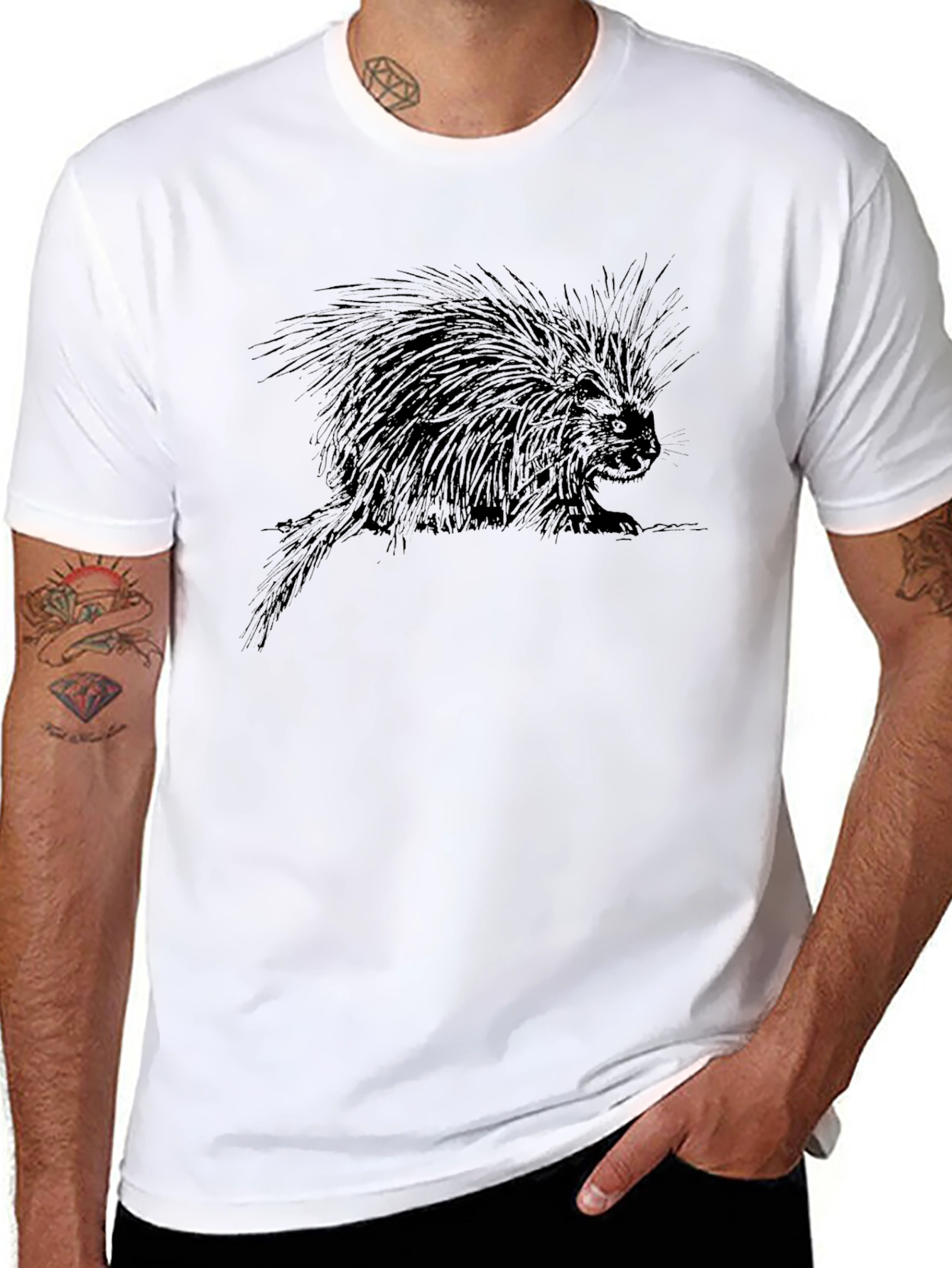 Porcupine Graphic Tee - Black