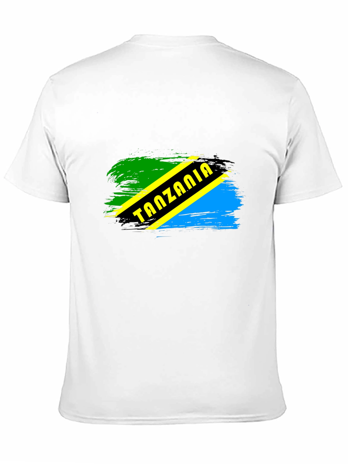 Tanzania Flag Brushstroke Mens Black T-Shirt