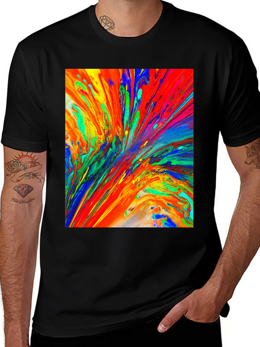 Abstract Paint Splatter Black T-Shirt