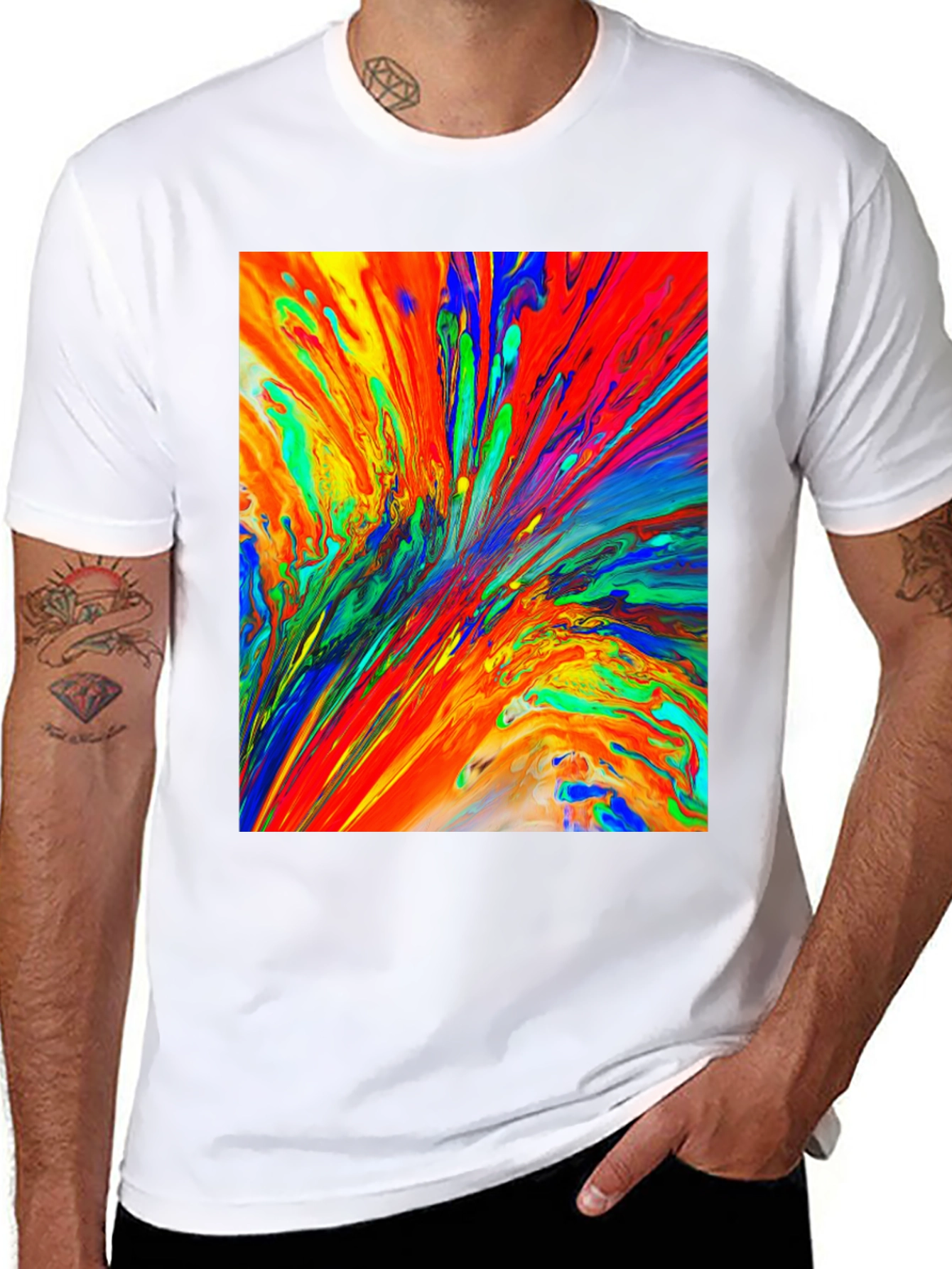 Abstract Paint Splatter Black T-Shirt
